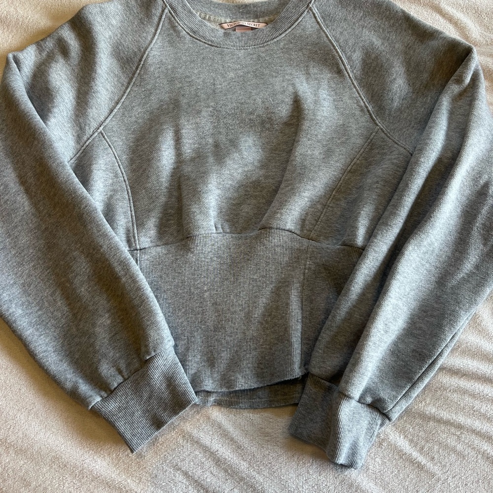 Gray Victorias Secret Crewneck Cropped Sweatshirt
